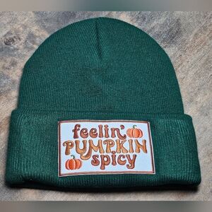 NWT Green Soft Knit Beanie With Embroidered Patch